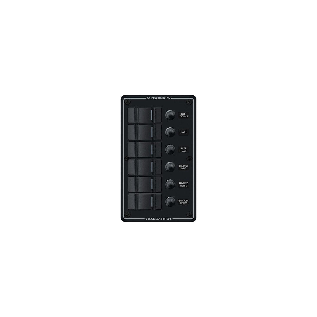 Blue Sea Systems 8373 Water Resistant Circuit Breaker Panel 6 Positions-Black -Modern Boat Sales & Service