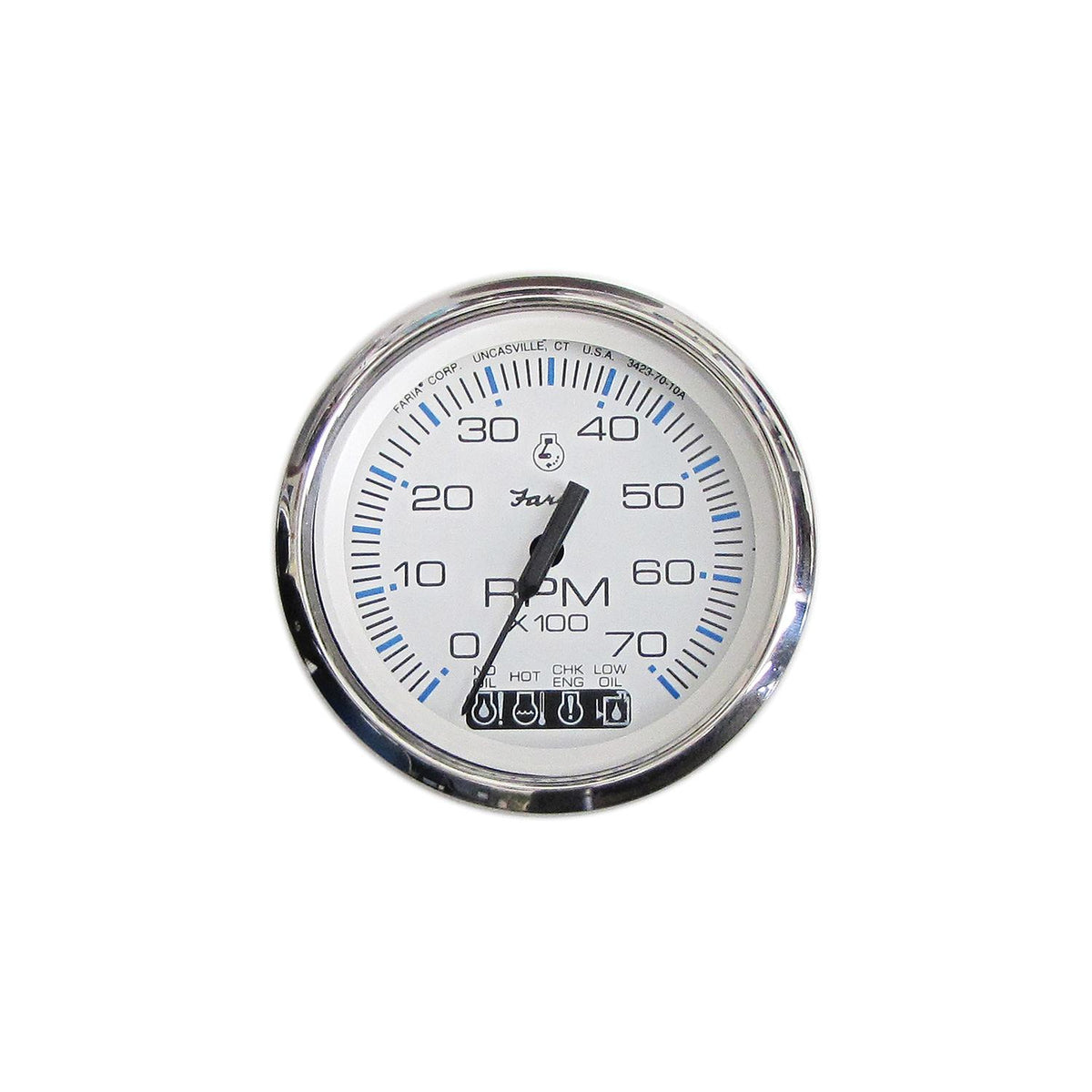 Faria Chesapeake SS White 4" Gauge - Tach, 7000 RPM, w/OMC system check -Modern Boat Sales & Service