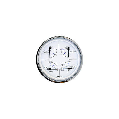 Faria F33864 Chesapeake White Stainless Steel Multifunction Gauge: Fuel Level, Oil psi, Water Temp, Voltmeter Default Title -Modern Boat Sales & Service