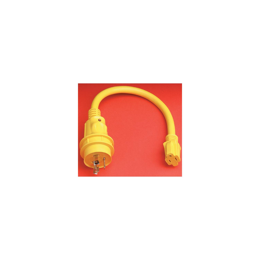 Marinco Standard Pigtail Adapter Dock Side Male 30A 125V Locking to Boat Side Female 15A 125V Straight Blade Default Title -Modern Boat Sales & Service