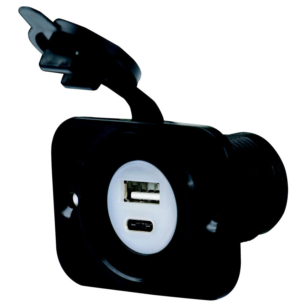 Marinco 12VDUSBAC SeaLink Deluxe Dual USB-A/C Charger Receptacle 12-24V -Modern Boat Sales & Service