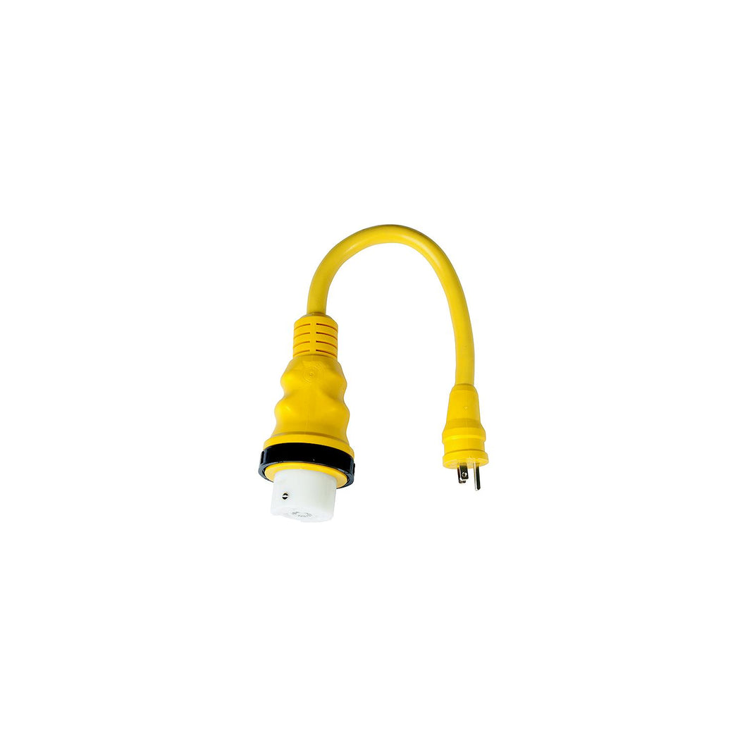 Marinco Standard Pigtail Adapter Dock Side Male 15A 125V Straight Blade With Locking Screw to Female 50A 125/250V Locking With Sealing Collar System Default Title -Modern Boat Sales & Service