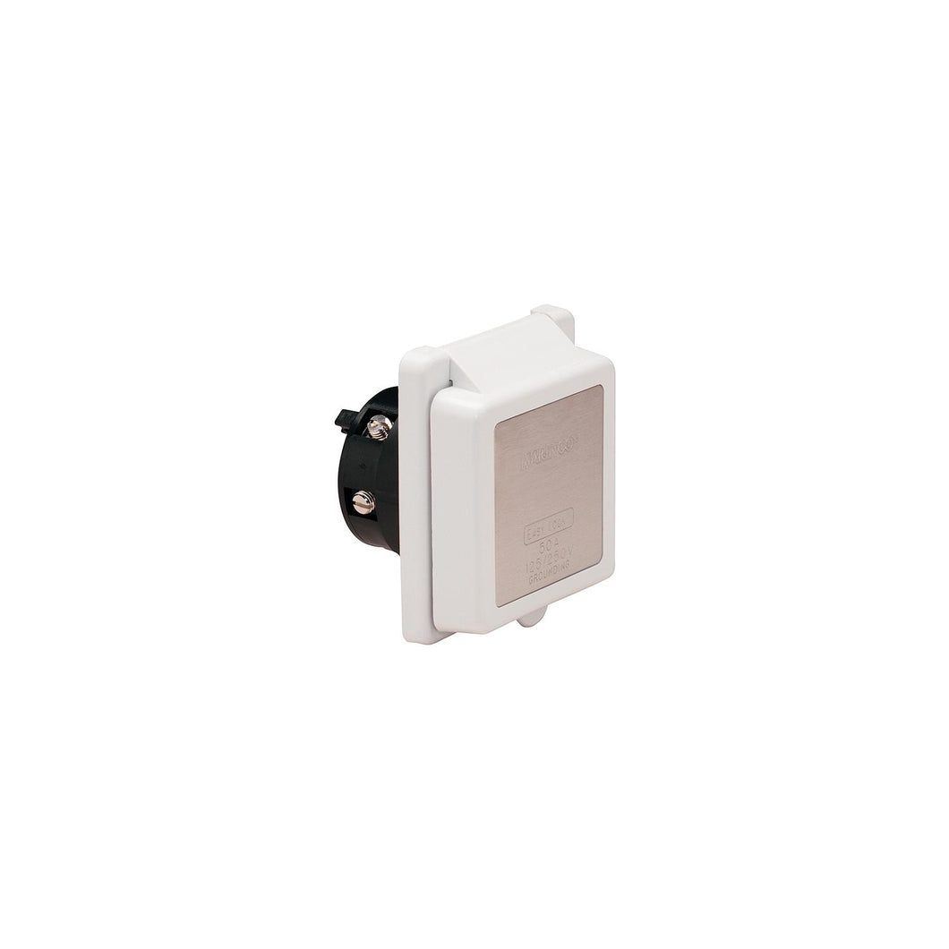 Marinco 50 Amp 125V Power Inlet With Stainless Steel Trim Without Rear Safety Enclosure -Modern Boat Sales & Service