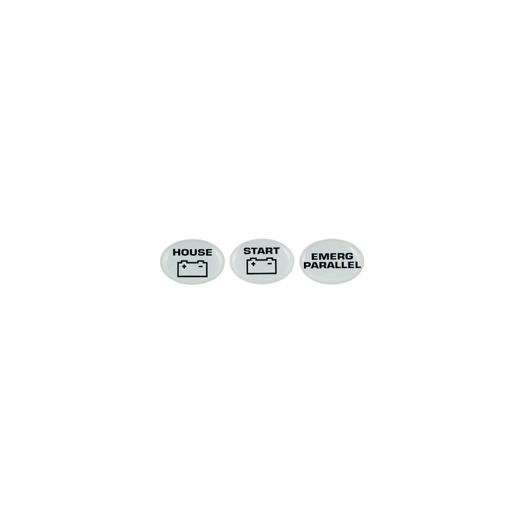 Marinco Set of 3 Battery Switch Labels (Start, Emerg Parallel, House) -Modern Boat Sales & Service