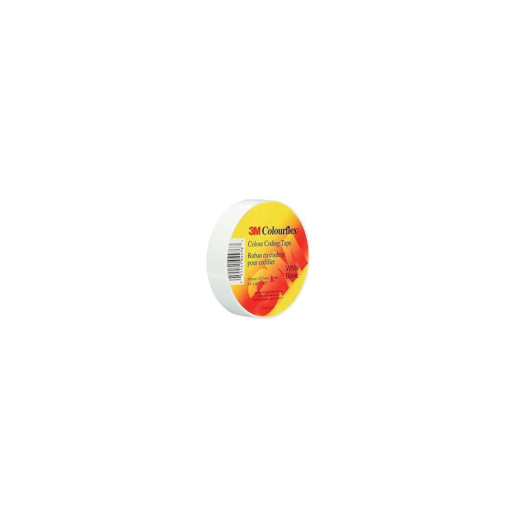 3M Colourflexâ„¢ Coloured Vinyl Electrical Tape, 18mm x 18.3m, White, 40/case -Modern Boat Sales & Service