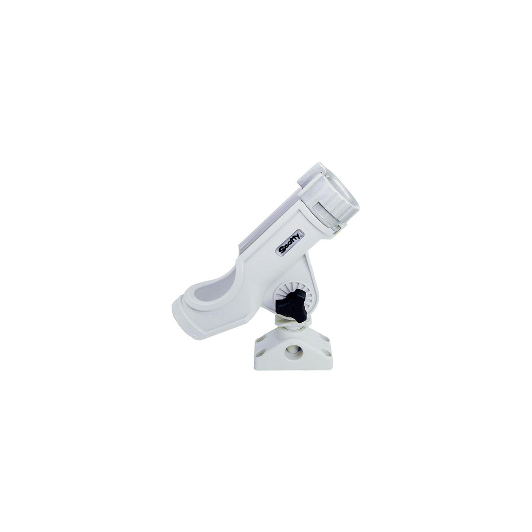 Scotty 230WH Powerlock Rod Holder w/#241 Side/Deck Mount, White -Modern Boat Sales & Service