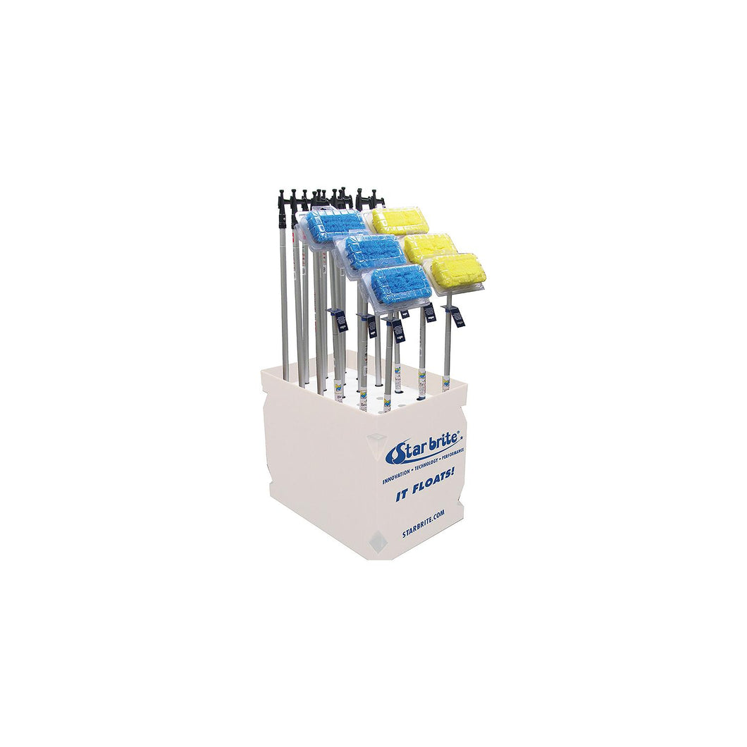 Mixed Display With Boat Hooks, Blue & Yellow Brushes -Modern Boat Sales & Service