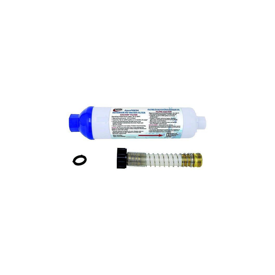 Valterra A011131VP AquaFresh Replacement Exterior Water Filter W/Hose Connections & Hose Saver -Modern Boat Sales & Service