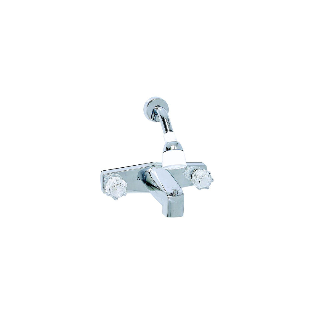 Valterra Phoenix PF214348 2-Handle RV Tub & Shower Diverter Faucet with Clear Acrylic Knobs & Shower Head Kit, Chrome -Modern Boat Sales & Service