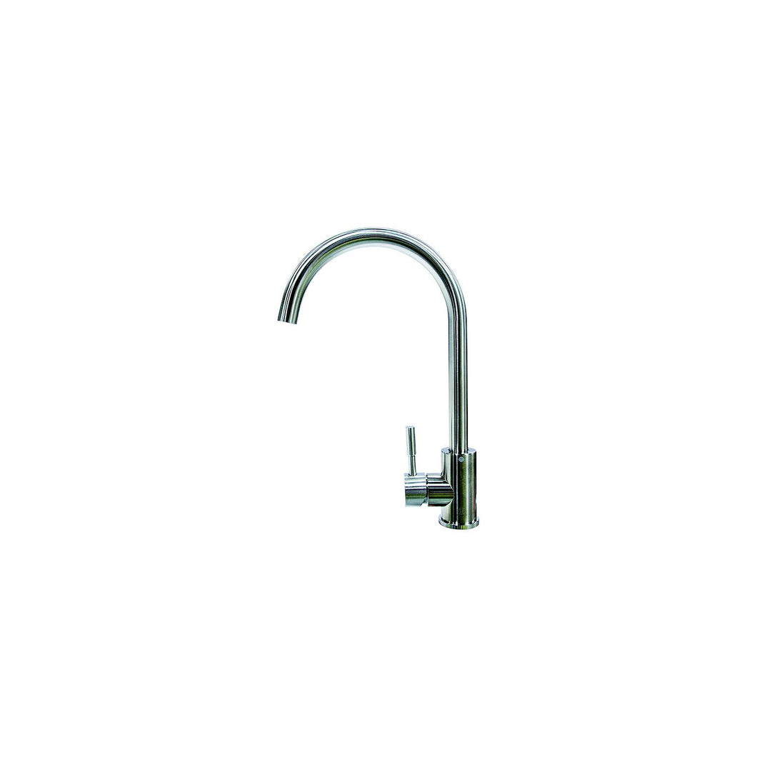 Flow-Max 719324 Gooseneck Single Hole Faucet, Curved, Stainless Steel -Modern Boat Sales & Service