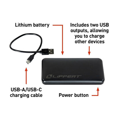 Lippert 2024043405 Replacement Power Bank for Heated Camping Chairs, 10,000 mAh Default Title -Modern Boat Sales & Service
