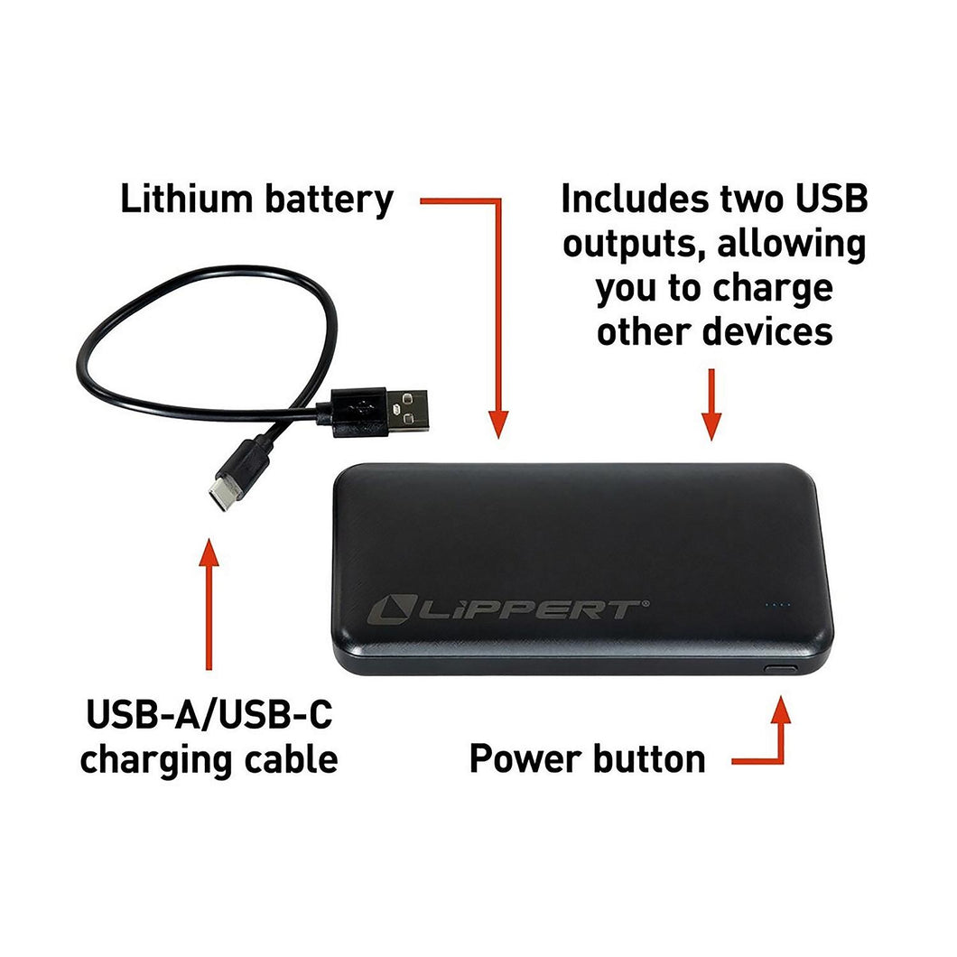 Lippert 2024043405 Replacement Power Bank for Heated Camping Chairs, 10,000 mAh Default Title -Modern Boat Sales & Service