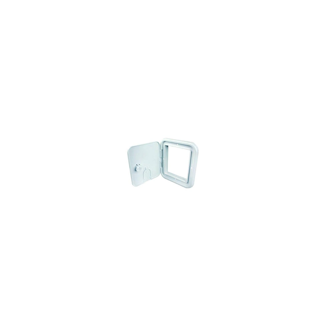 B and B Molders 94334 Square Electric Cable Hatch, Small w/Open Back and Key Lock, Polar White -Modern Boat Sales & Service