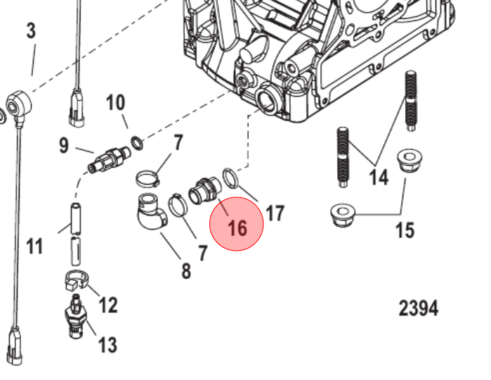 * 885517A05 Mercury Marine Quicksilver FITTING ASY/Drawer 540 -Modern Boat Sales & Service