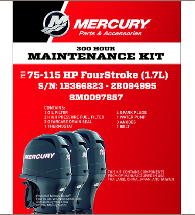* 8M0097857 Mercury Marine Outboard, 300Hr Servie Kit 75hp-115hp FourStroke/385G/BGD -Modern Boat Sales & Service
