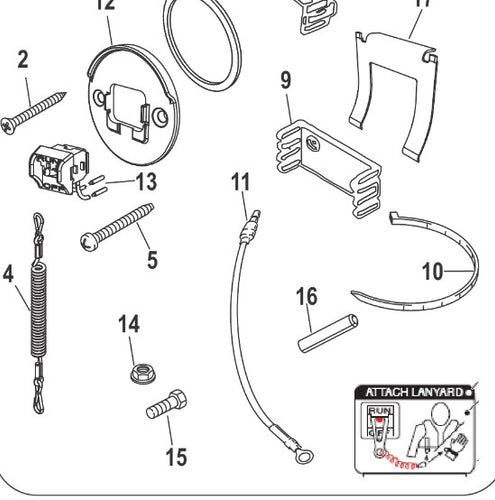 * 8M0164891 MERCURY MARINE QUICKSILVER LANYARD PLASTIC/PS