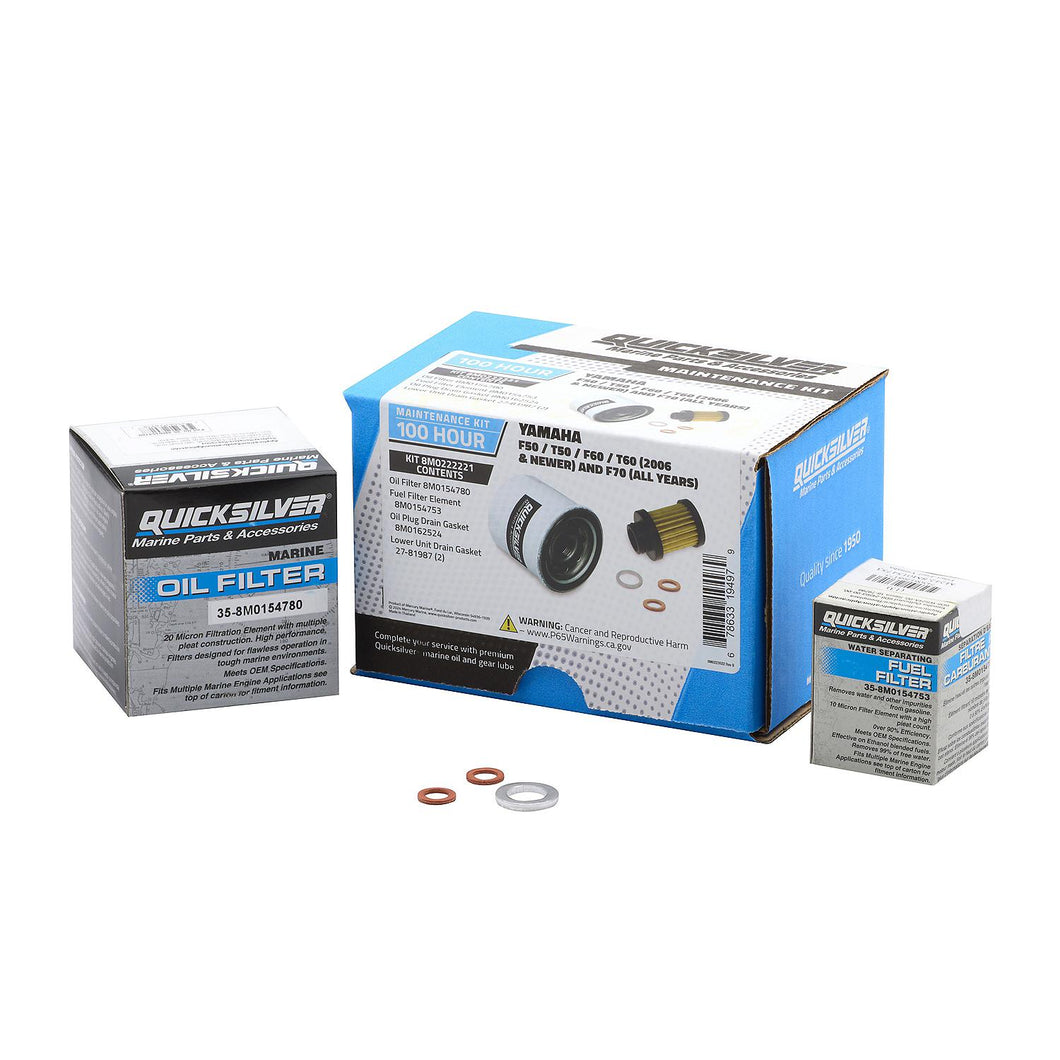 Quicksilver 8M0222221 100 Hour Maintenance Kit, Yamaha F50/T50/F60/T60 and F70 -Modern Boat Sales & Service
