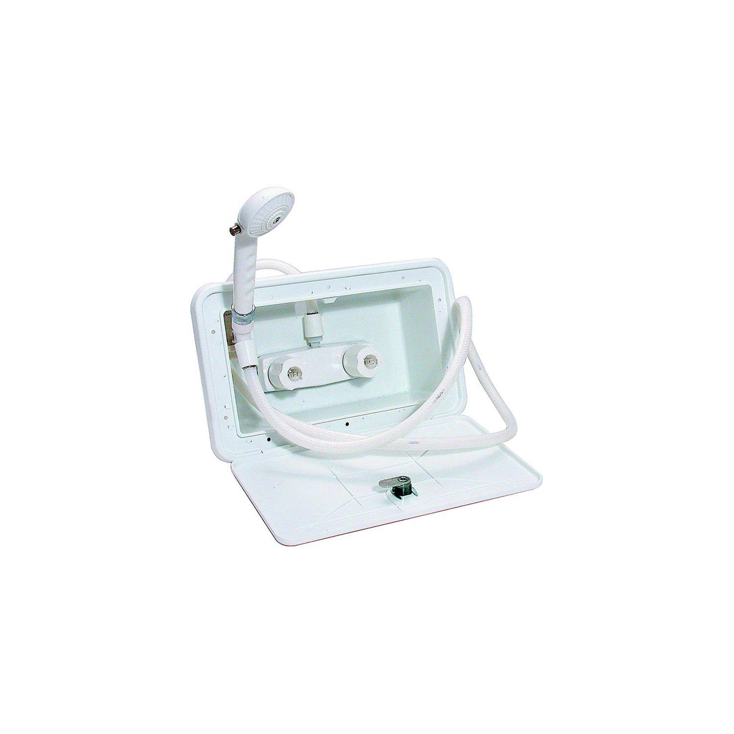 Valterra Phoenix RV Camping Exterior Outdoor Shower with Hatch & Hose -Modern Boat Sales & Service