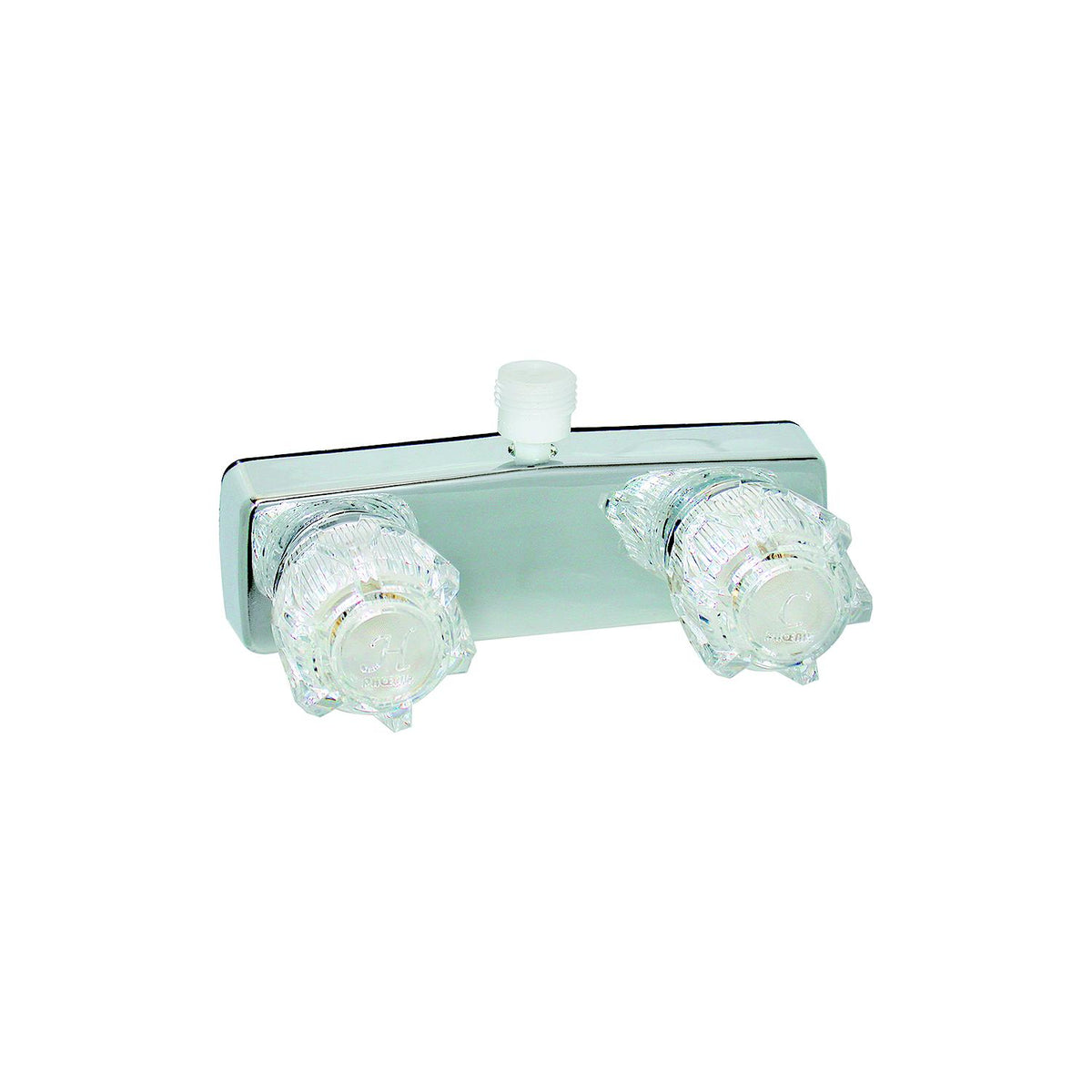 Valterra Phoenix PF213350 DuraPro Chrome Finish Two Handle 4" RV Shower Valve Faucet with Clear Acrylic Knobs -Modern Boat Sales & Service