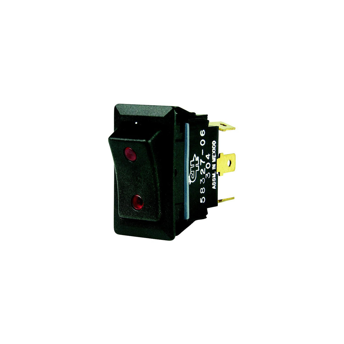 BEP 1001715 Rocker Switch, On-Off-On, SPDT, 1/4" Blade Terminals, Illuminated Red (2 positions) -Modern Boat Sales & Service