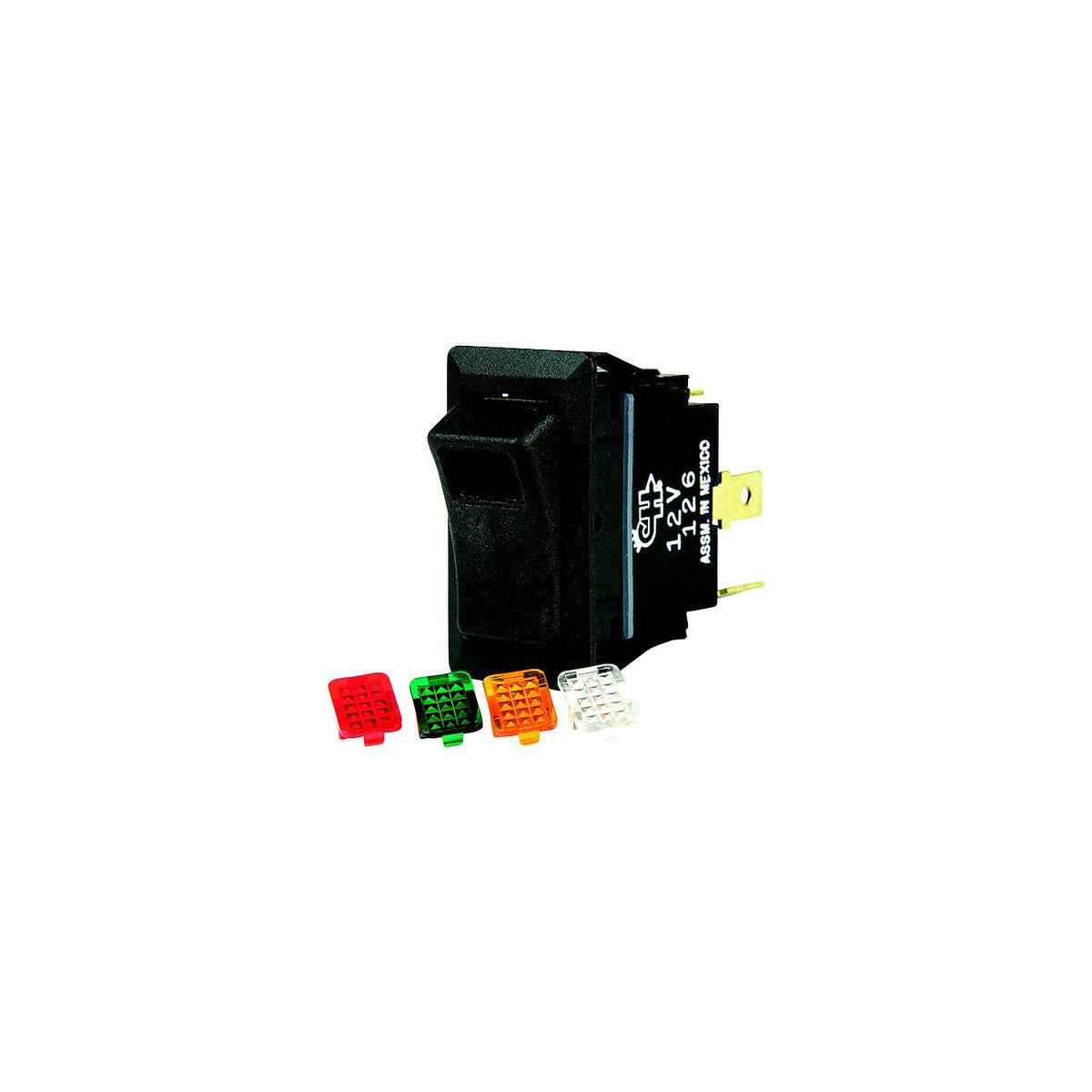 BEP 1001716 Rocker Switch, Off-On, SPST, 1/4" Blade Terminals, Illuminated w/4 Interchangeable Colors -Modern Boat Sales & Service