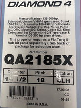 * QA2185X MERCURY MARINE QUICKSILVER DIAMOND 4 PROPELLER 14.5X18 LH/35A -Modern Boat Sales & Service