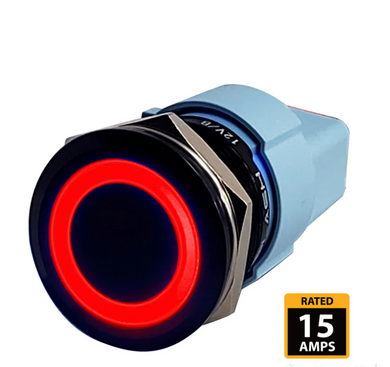 * PL22S-L-12VR-BLK PLASHLIGHTS Push Button Illuminated Switch / F2 -Modern Boat Sales & Service