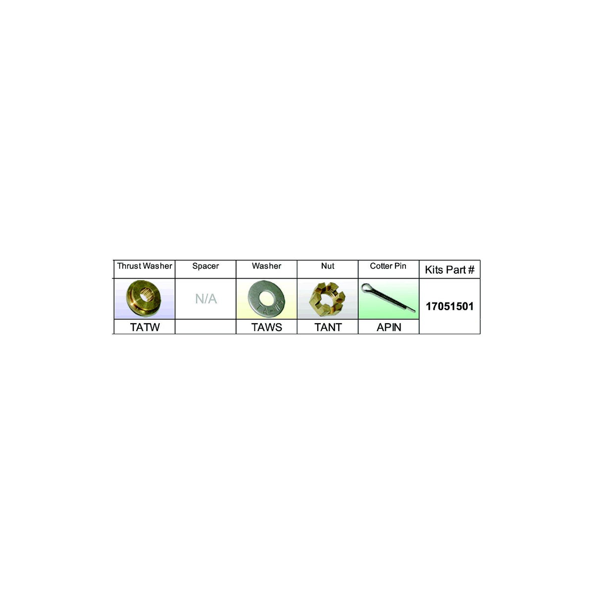 Solas 17051501 Fixed Hub Prop Hardware Kit - Nissan/Tohatsu, Type A -Modern Boat Sales & Service