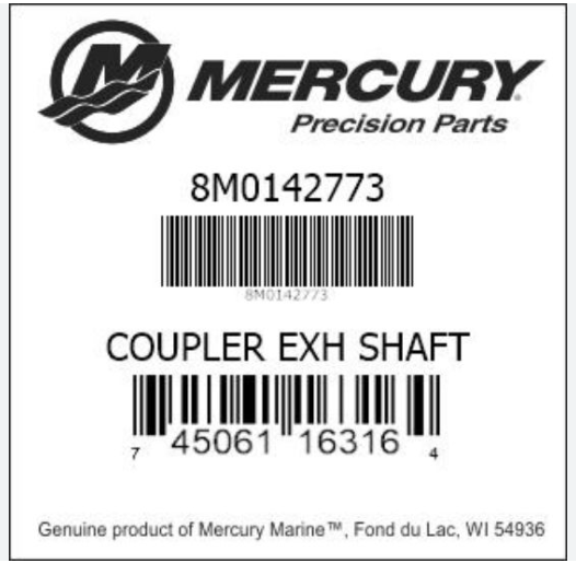 8M0142773 Mercury Marine Coupler Exh Shaft / 300C -Modern Boat Sales & Service