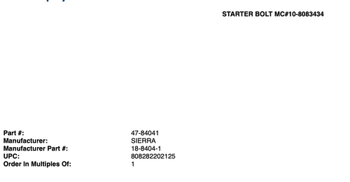 * 18-8404-1 SIERRA STARTER BOLT /75D
