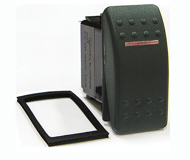 * RK195501 SIERRA Contura Black Illuminated Waterproof DPDT 7 Blade Terminal (On)/Off/(On) Rocker Switch / W5.5 -Modern Boat Sales & Service