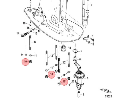 897926 MERCURY MARINE V10 DRIVESHAFT HOUSING GEARCASE NUT/380G -Modern Boat Sales & Service
