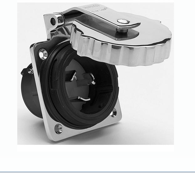 * 6371EL LAND & SEA Marinco50A/125V Stainless Steel Power Inlet w/o Rear Safety Enclosure/W7 -Modern Boat Sales & Service