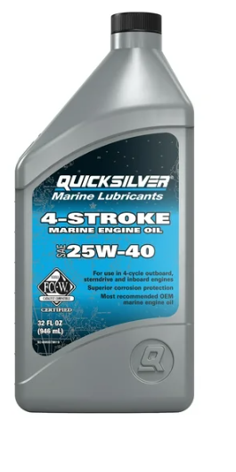 8M0078619 QUICKSLIVER Oil, 25W-40, 4-Cycle, 1 Qt., /435B -Modern Boat Sales & Service