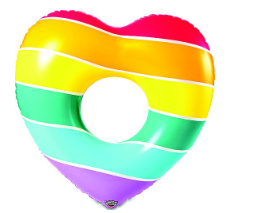 BMPF0173 Big Mouth Vinyl Pool Float, Rainbow Heart/330G