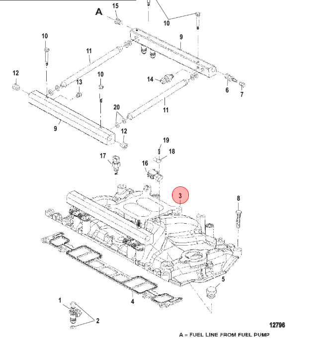 8M0061387 MERCURY MARINE QUICKSILVER INTAKE MANIFOLD / FGD