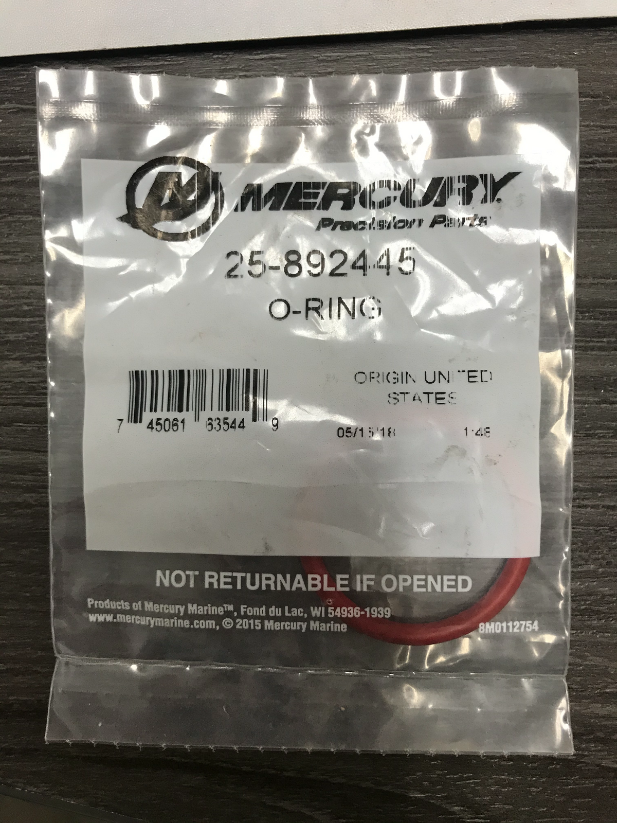 * #892445 O RING MERCURY MARINE / Drawer #139 -Modern Boat Sales & Service