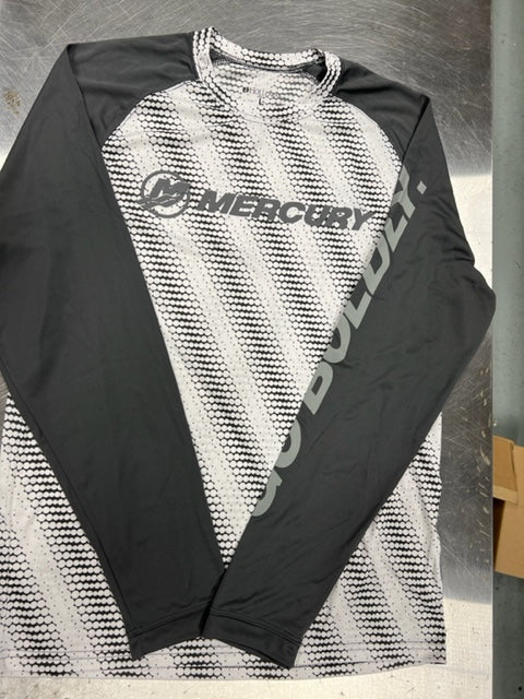 * MERC778 Long Sleeve Tee Size Large BlackWhite/Mercury Shirt -Modern Boat Sales & Service