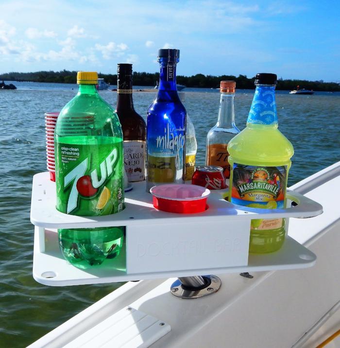 Docktail Boat Table Caddy with rod holder