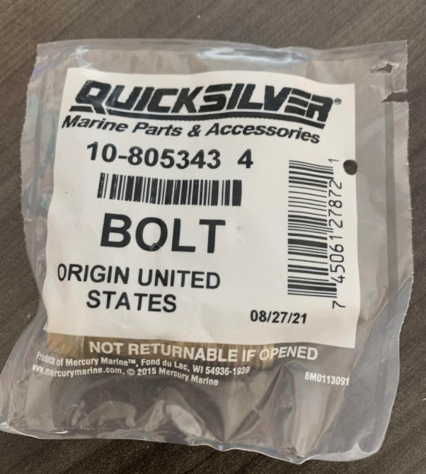 * 8053434 Mercury Marine Quicksilver Bolt /Drawer #328 -Modern Boat Sales & Service