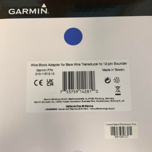 010-11613-10 Garmin Wire Block Adapter for Bare Wire Transducer to 12 pin Sounder