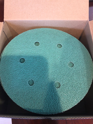 01803 Sun Might Sanding Discs, 6'' x 6 hole 40 Gr Velcro Back per disc / 435C