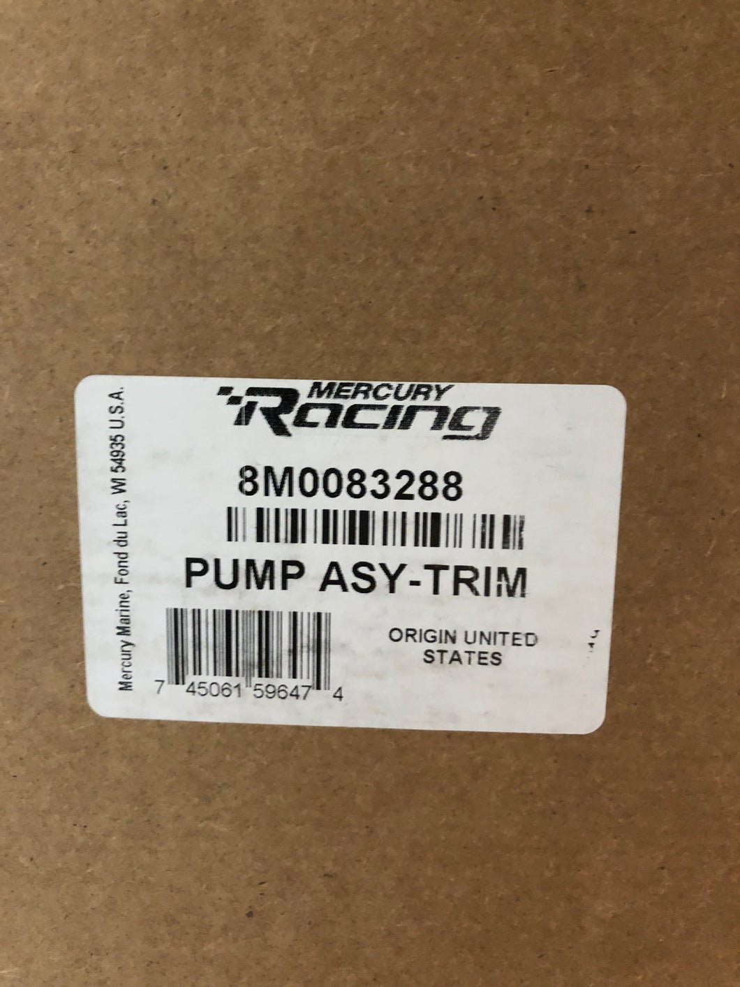 8M0083288 Mercury Racing Trim Tab Pump Assembly/G1 -Modern Boat Sales & Service