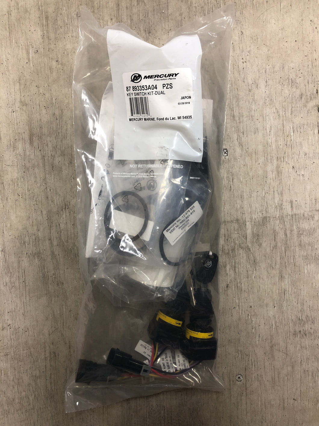 * 893353A04 Mercury Marine Outboard Engine Key Switch Kit - Dual/H4 -Modern Boat Sales & Service