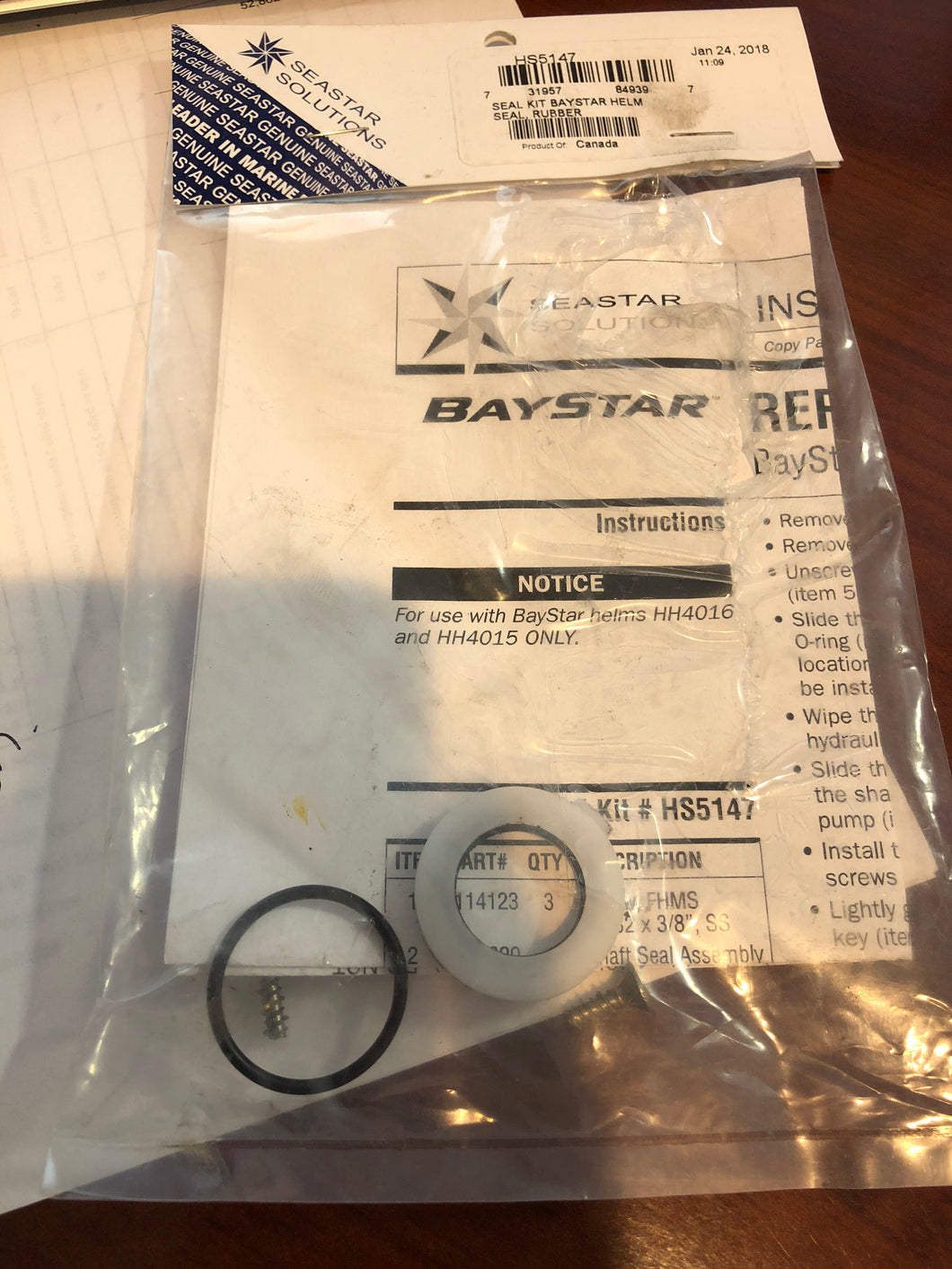 * HS5147 SeaStar HS5147 Service Kit Fits Older BayStar Helms HH4016 & HH4015 / Drawer #039 -Modern Boat Sales & Service