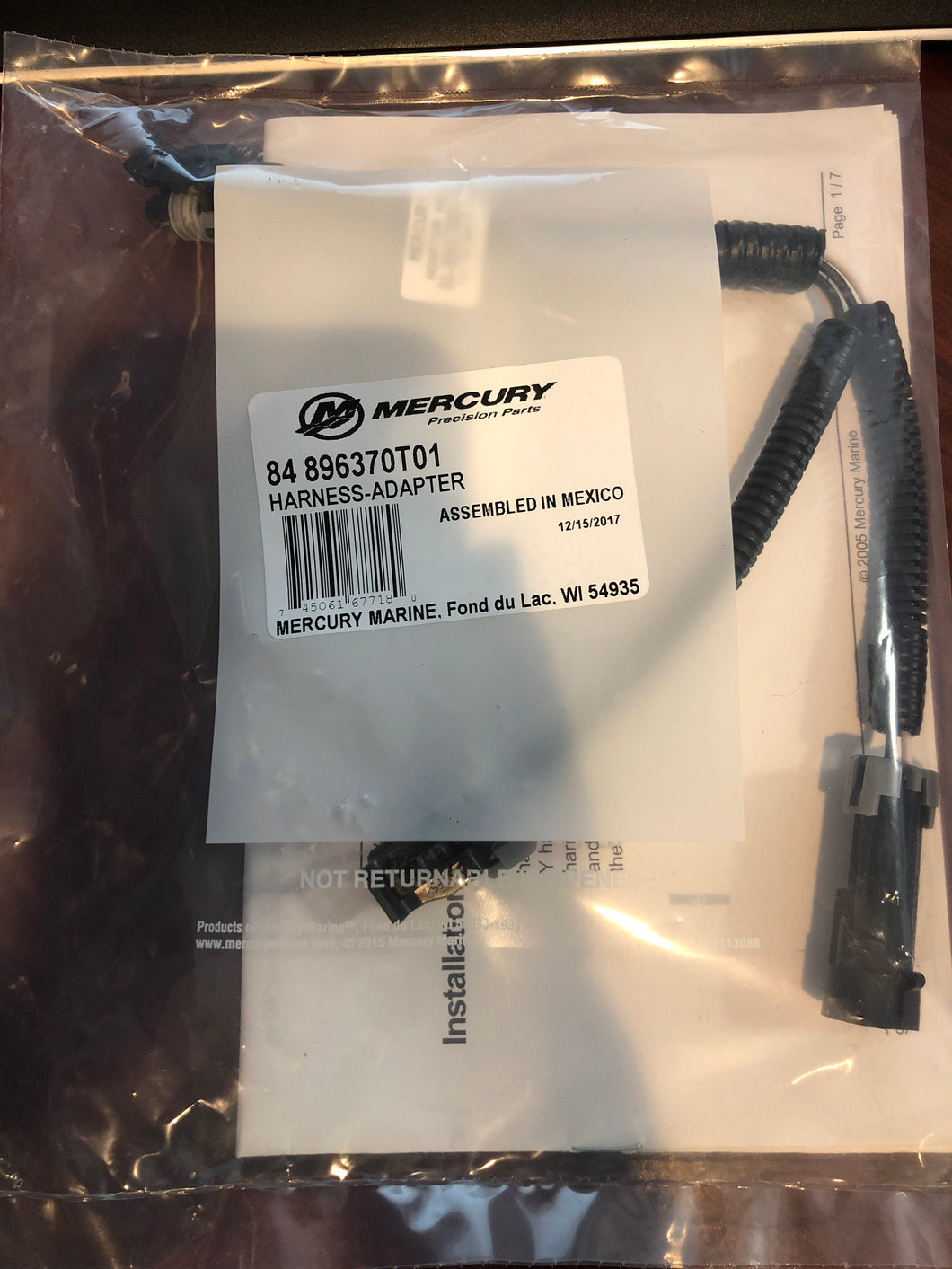 * 896370T01 Mercury Marine Outboard Engine Harness Adapter Can 1 Dash / D4 -Modern Boat Sales & Service