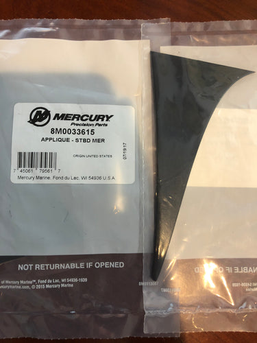 #8M0033615 Mercury Marine Outboard Mercury STBD Applique/ Drawer #363