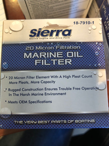 18-7910-1 Sierra Marine Oil Filter 20 micron filtration /190I