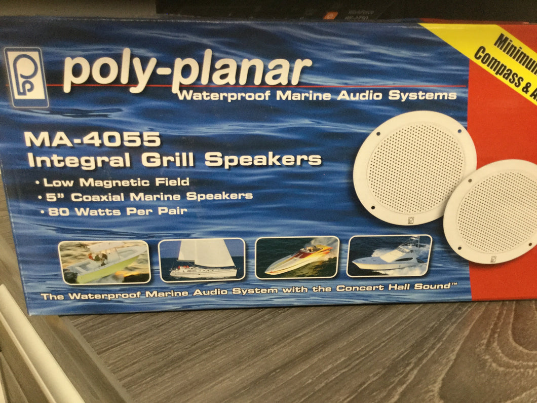 Poly-Planar Waterproof 2 Way Coax - Integral Grill Performance Speakers 80W Per Pair, White -Modern Boat Sales & Service