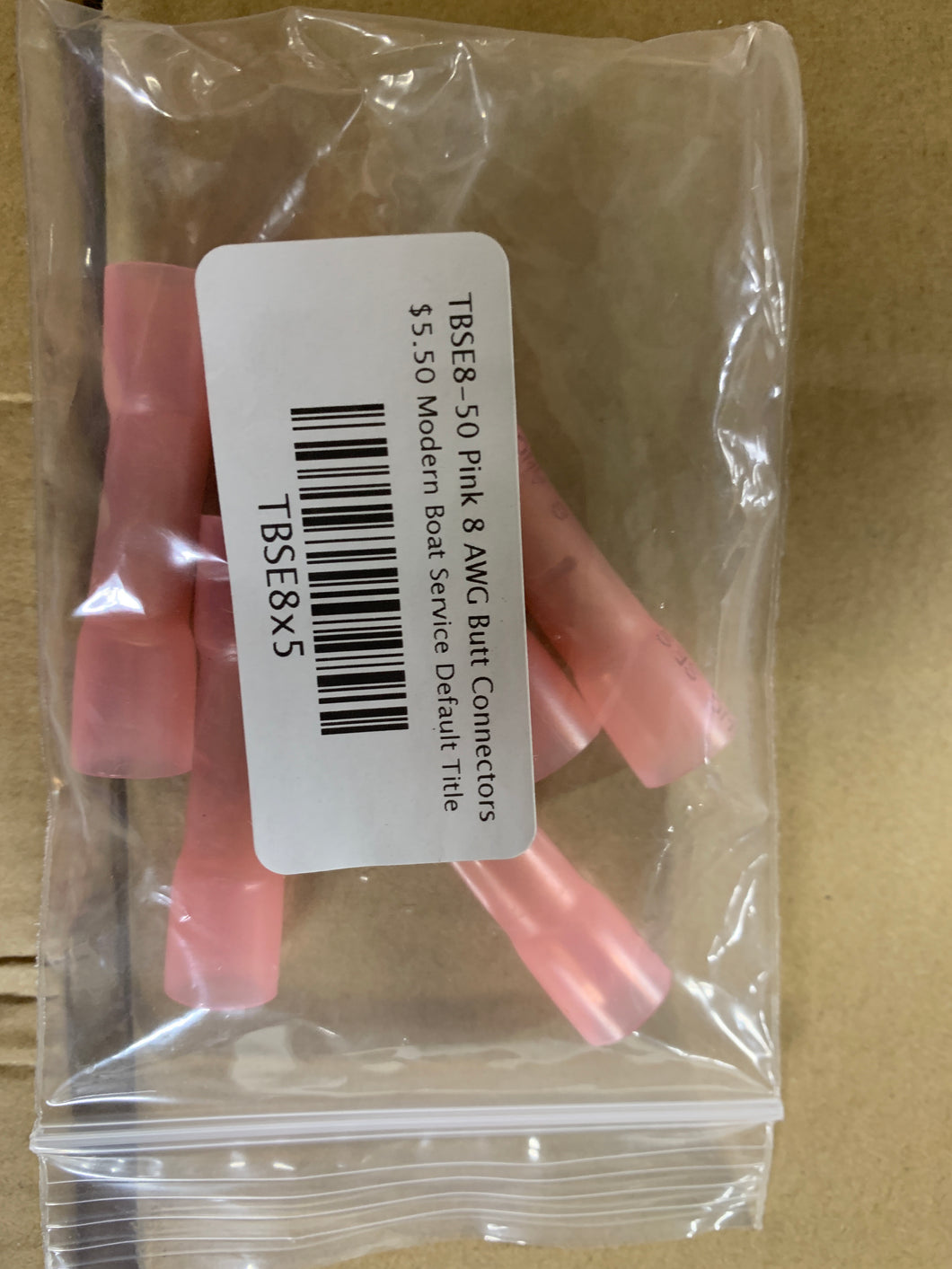 BIG PINK BUTT CONNECTORS TBSE8-5 Pink 8 AWG Butt Connectors/F3-DRAWER#37 -Modern Boat Sales & Service